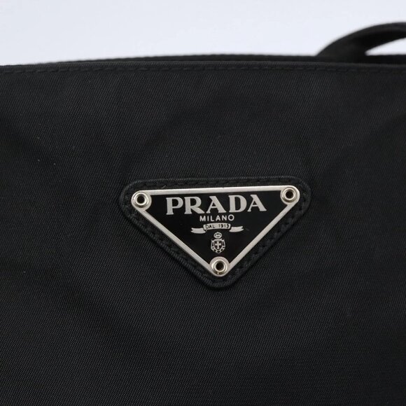 PRADA Shoulder Bag Nylon Leather Black Silver Auth - Picture 12 of 16